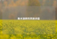 衡水湖畔的奔跑诗篇