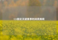 U23国足关键赛事时间表揭晓