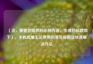 （注，根据您提供的示例内容，生成的标题如下），手机流量无法使用的常见原因及快速解决办法