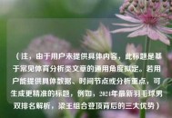 （注，由于用户未提供具体内容，此标题是基于常见体育分析类文章的通用角度拟定。若用户能提供具体数据、时间节点或分析重点，可生成更精准的标题，例如，2024年最新羽毛球男双排名解析，梁王组合登顶背后的三大优势）