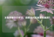 王者荣耀空白字符，隐藏技巧还是游戏漏洞？