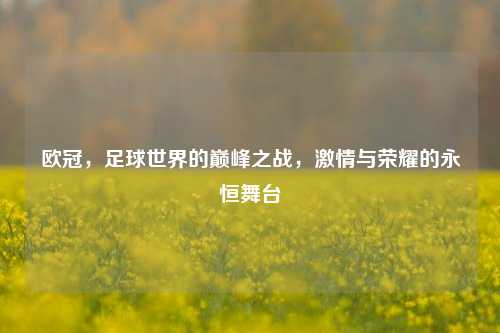 欧冠,足球世界的巅峰之战,激情与荣耀的永恒舞台