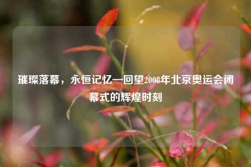 璀璨落幕，永恒记忆—回望2008年北京奥运会闭幕式的辉煌时刻