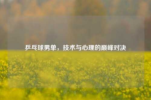 乒乓球男单，技术与心理的巅峰对决