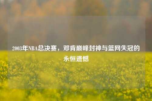 2003年NBA总决赛，邓肯巅峰封神与篮网失冠的永恒遗憾