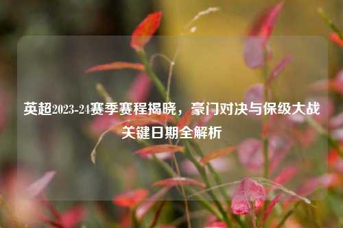 英超2023-24赛季赛程揭晓，豪门对决与保级大战关键日期全解析