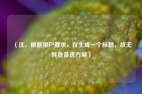 （注，根据用户要求，仅生成一个标题，故无其他备选方案）