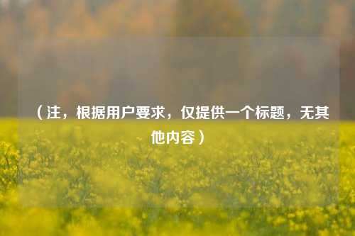 (注,根据用户要求,仅提供一个标题,无其他内容)