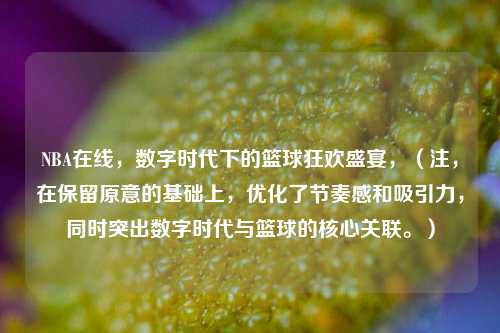 NBA在线,数字时代下的篮球狂欢盛宴,(注,在保留原意的基础上,优化了节奏感和吸引力,同时突出数字时代与篮球的核心关联。)