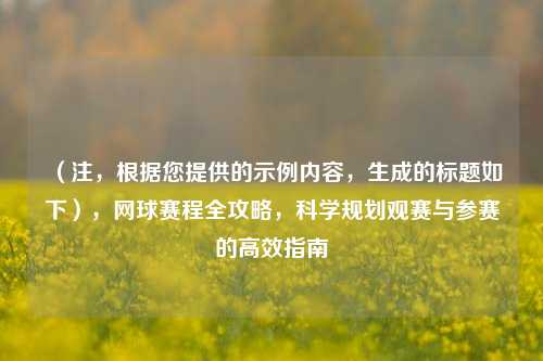 (注,根据您提供的示例内容,生成的标题如下),网球赛程全攻略,科学规划观赛与参赛的高效指南