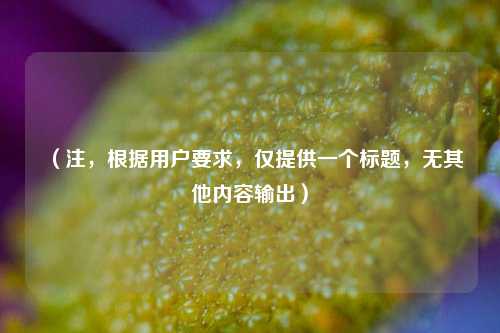 (注,根据用户要求,仅提供一个标题,无其他内容输出)