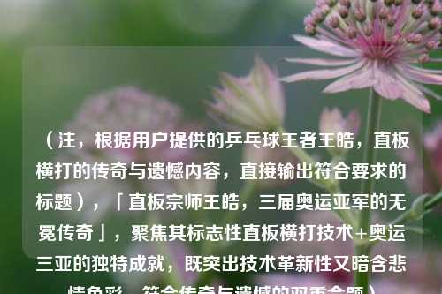 (注,根据用户提供的乒乓球王者王皓,直板横打的传奇与遗憾内容,直接输出符合要求的标题),「直板宗师王皓,三届奥运亚军的无冕传奇」,聚焦其标志性直板横打技术+奥运三亚的独特成就,既突出技术革新性又暗含悲情色彩,符合传奇与遗憾的双重命题)