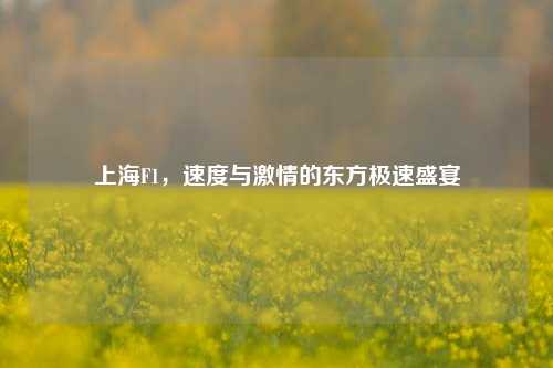上海F1,速度与激情的东方极速盛宴