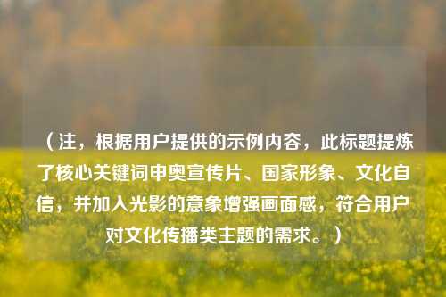 (注,根据用户提供的示例内容,此标题提炼了核心关键词申奥宣传片、国家形象、文化自信,并加入光影的意象增强画面感,符合用户对文化传播类主题的需求。)