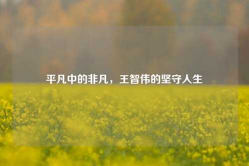 平凡中的非凡,王智伟的坚守人生