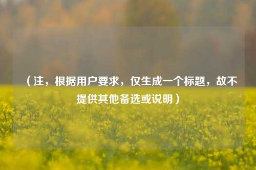(注,根据用户要求,仅生成一个标题,故不提供其他备选或说明)