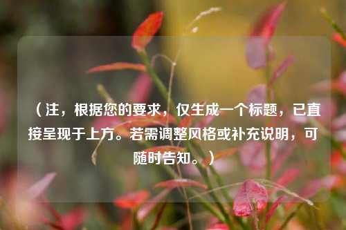 (注,根据您的要求,仅生成一个标题,已直接呈现于上方。若需调整风格或补充说明,可随时告知。)