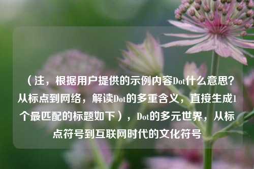 (注,根据用户提供的示例内容Dot什么意思?从标点到网络,解读Dot的多重含义,直接生成1个最匹配的标题如下),Dot的多元世界,从标点符号到互联网时代的文化符号