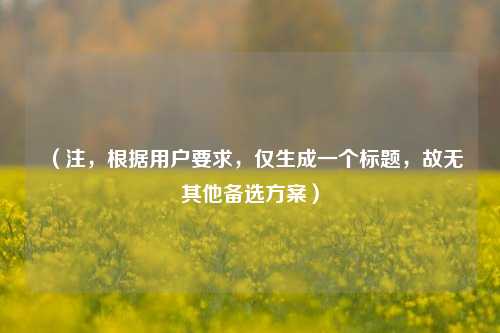 （注，根据用户要求，仅生成一个标题，故无其他备选方案）