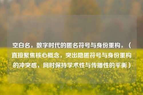 空白名，数字时代的匿名符号与身份重构，（直接聚焦核心概念，突出隐匿符号与身份重构的冲突感，同时保持学术性与传播性的平衡）
