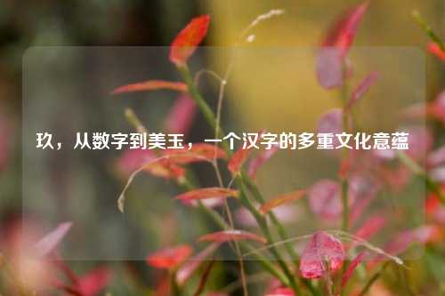 玖,从数字到美玉,一个汉字的多重文化意蕴