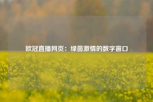 欧冠直播网页：绿茵激情的数字窗口