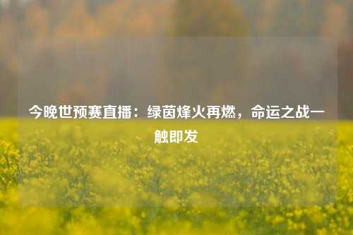 今晚世预赛直播：绿茵烽火再燃，命运之战一触即发