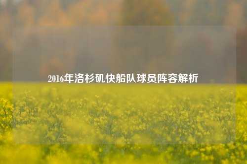 2016年洛杉矶快船队球员阵容解析