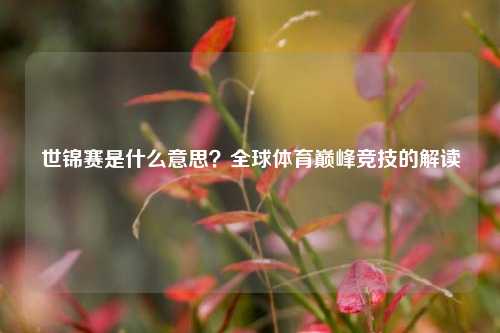 世锦赛是什么意思？全球体育巅峰竞技的解读