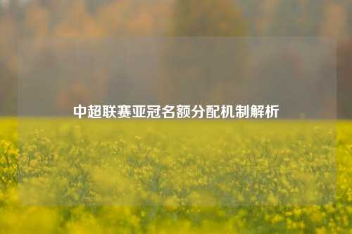 中超联赛亚冠名额分配机制解析