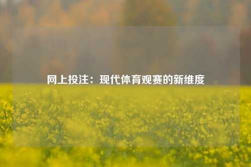 网上投注：现代体育观赛的新维度
