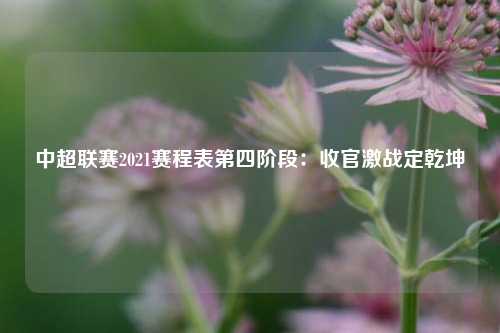 中超联赛2021赛程表第四阶段：收官激战定乾坤