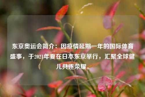 东京奥运会简介：因疫情延期一年的国际体育盛事，于2021年夏在日本东京举行，汇聚全球健儿共逐荣耀。