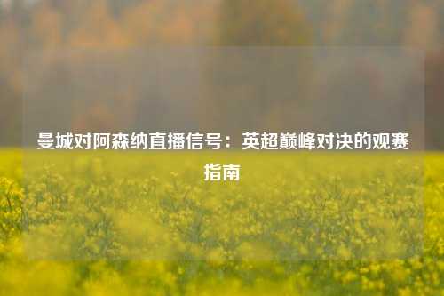 曼城对阿森纳直播信号：英超巅峰对决的观赛指南