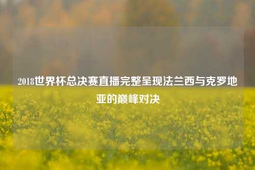 2018世界杯总决赛直播完整呈现法兰西与克罗地亚的巅峰对决
