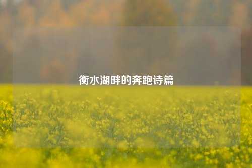 衡水湖畔的奔跑诗篇