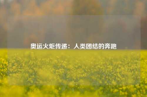 奥运火炬传递：人类团结的奔跑