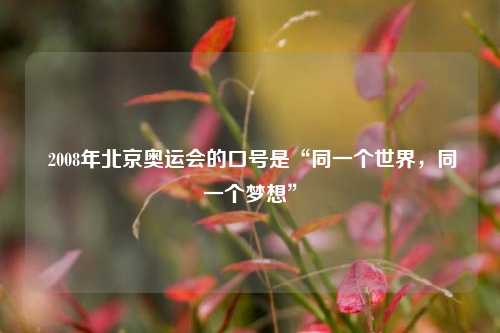  2008年北京奥运会的口号是“同一个世界，同一个梦想”