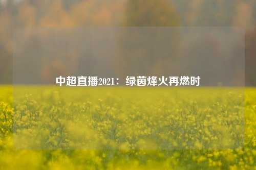中超直播2021：绿茵烽火再燃时