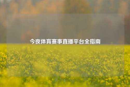 今夜体育赛事直播平台全指南